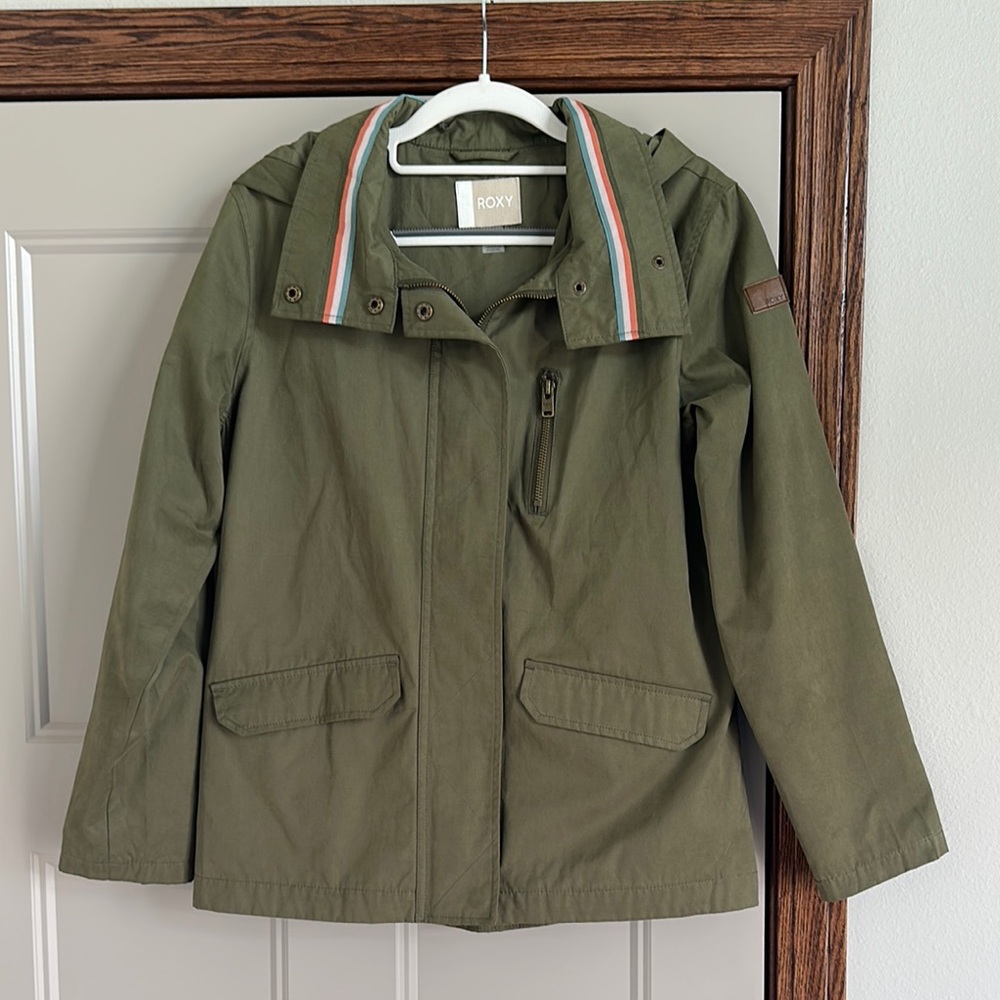 NWOT Roxy Lightening Strike Military Jacket Olive Green Women's Size 6 Medium - Picture 2 of 10
